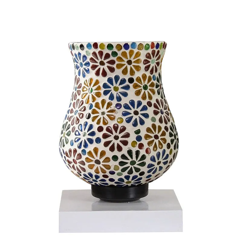 Flovira Mosaic Glass Table Lamp With Wooden Base - Multicolor media 5
