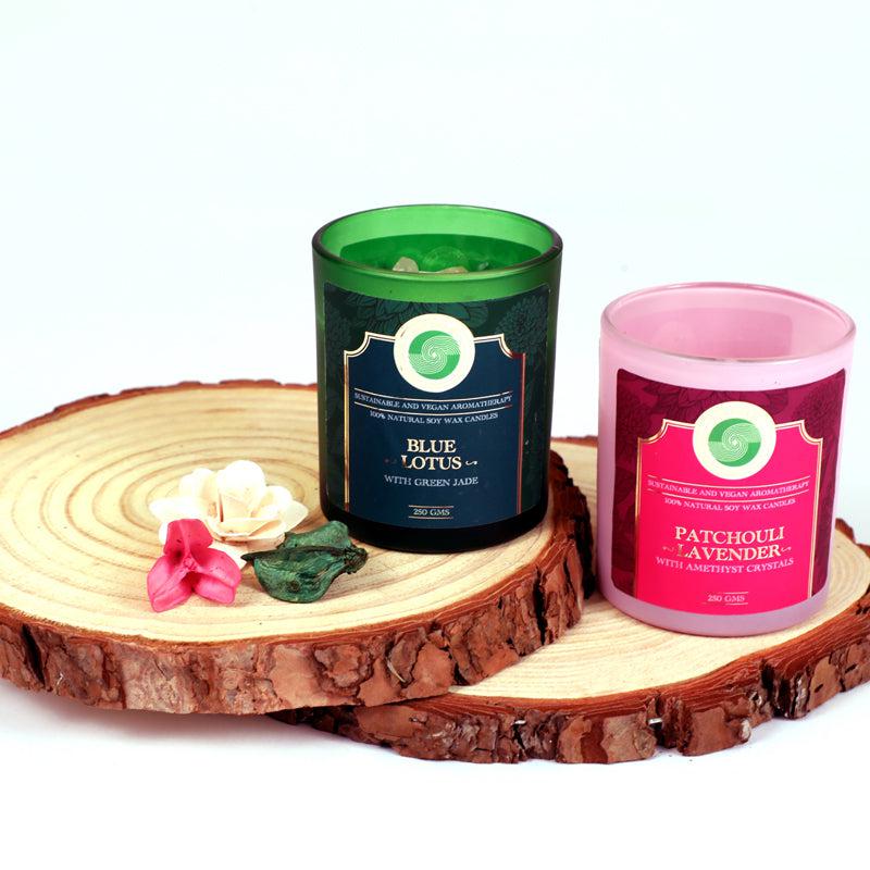 ElysiumBlue Lotus and Patchouli Lavender Scented Candle - Set Of Two media 4