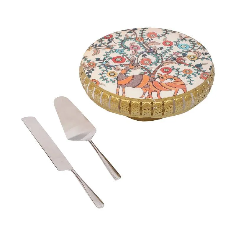 Blossom Spread Cake Stand With Knife & Server media 4