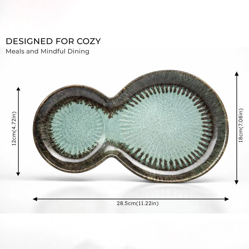 Dineva Ceramic Serving Platter (Green) - Two Piece Set media 8