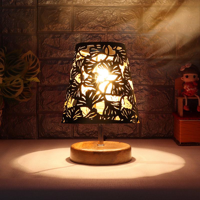 Rexa Flora Etched Metal Table Lamp - Black