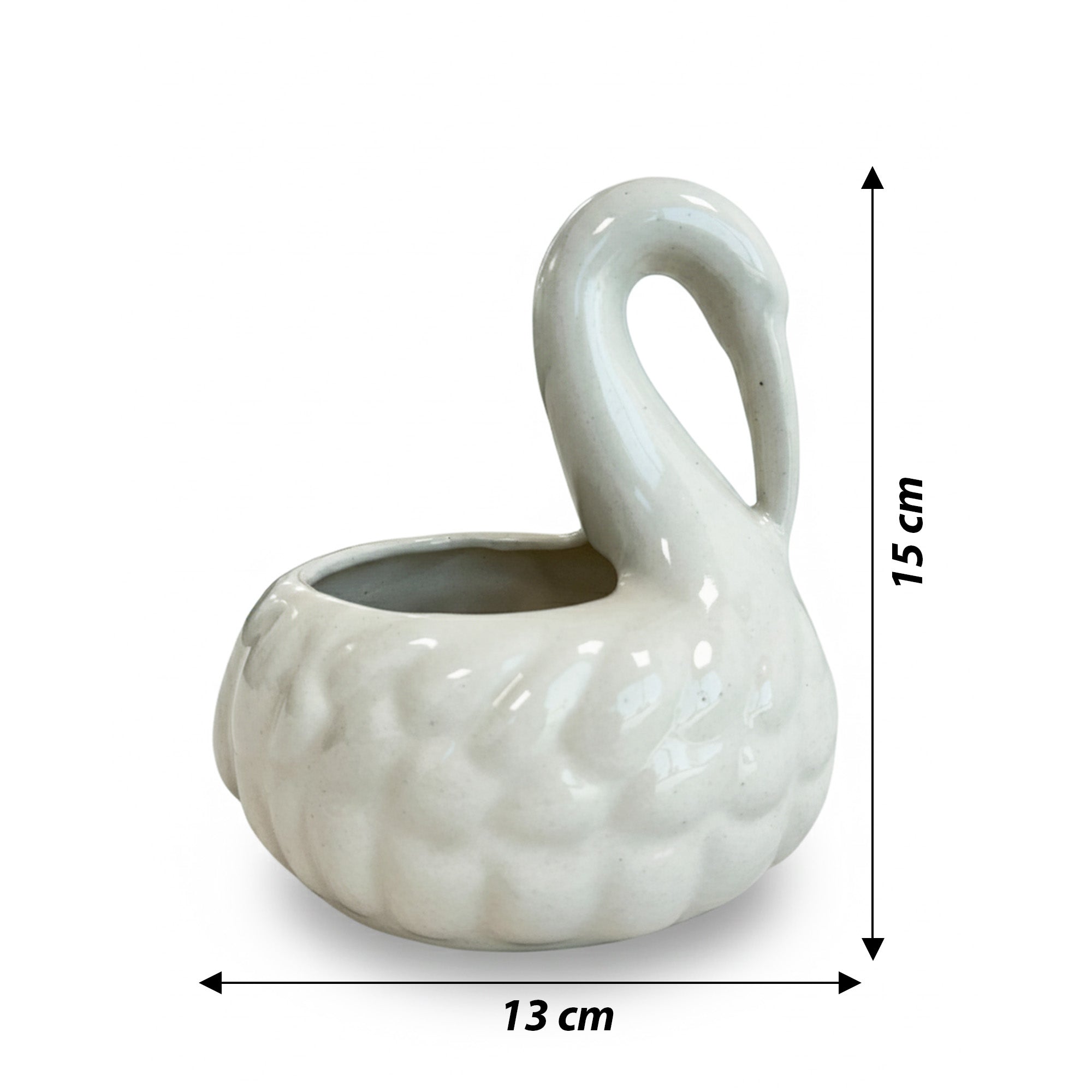 Petal Swan Ceramic Vase - White media 4