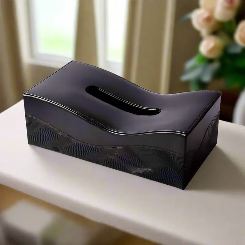 Veltrix Faux Leather Tissue Holder - Black media 1