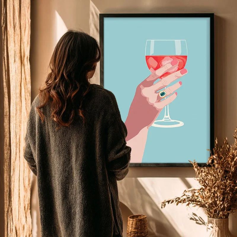 Roselle Elegant Wine Glass Illustration Canvas Wall Painting With Black Frame media 4