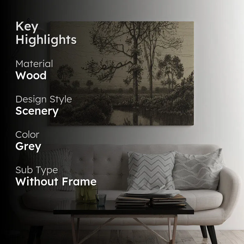 Monochrome Branches Wood Wall Art media 2