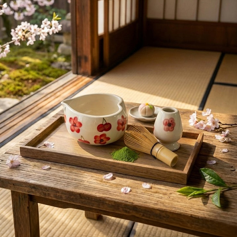 Sakura Ceramic Matcha Bowl & Whisk Holder Set - 550 mL media 3