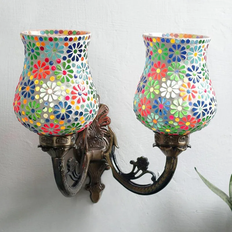 Ervo Twinner Mosaic Glass & Metal Wall Lamp media 3