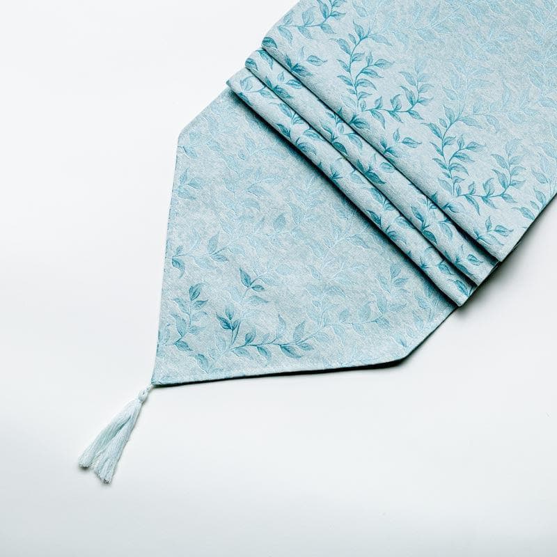 Elle Leafsy Jacquard Table Runner - Light Blue media 4