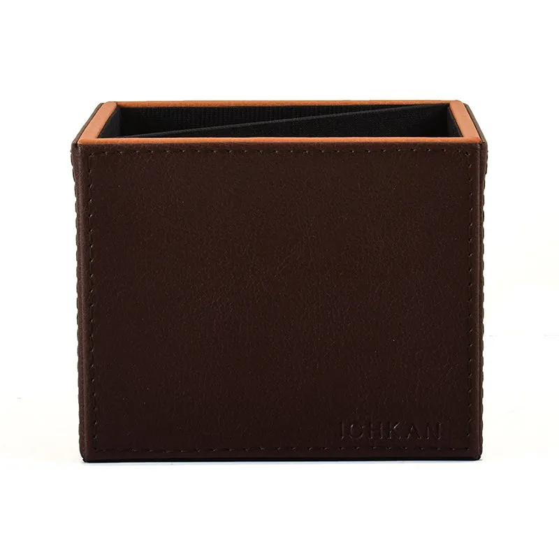 Tisca Faux Leather Pen Stand - Brown media 4