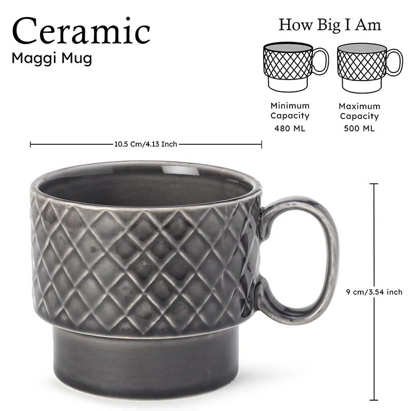 Fjord Ceramic Coffee Mug (500 mL Each/Ash Grey) - Set of Two media 8