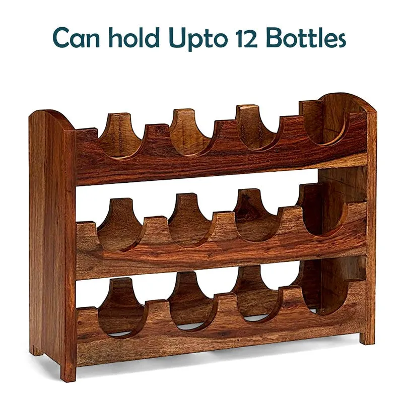 Yverox Sheesham Wooden Wine Rack - Brown media 6