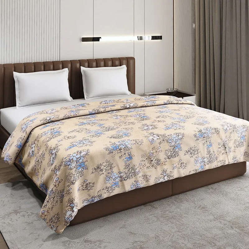 Monte Carlo Bluemora Floral Print Polyester Blanket (Peach) - 210 GSM media 1