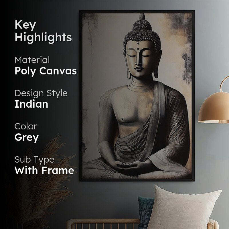 Serene Meditation Wall Painting With Frame media 2