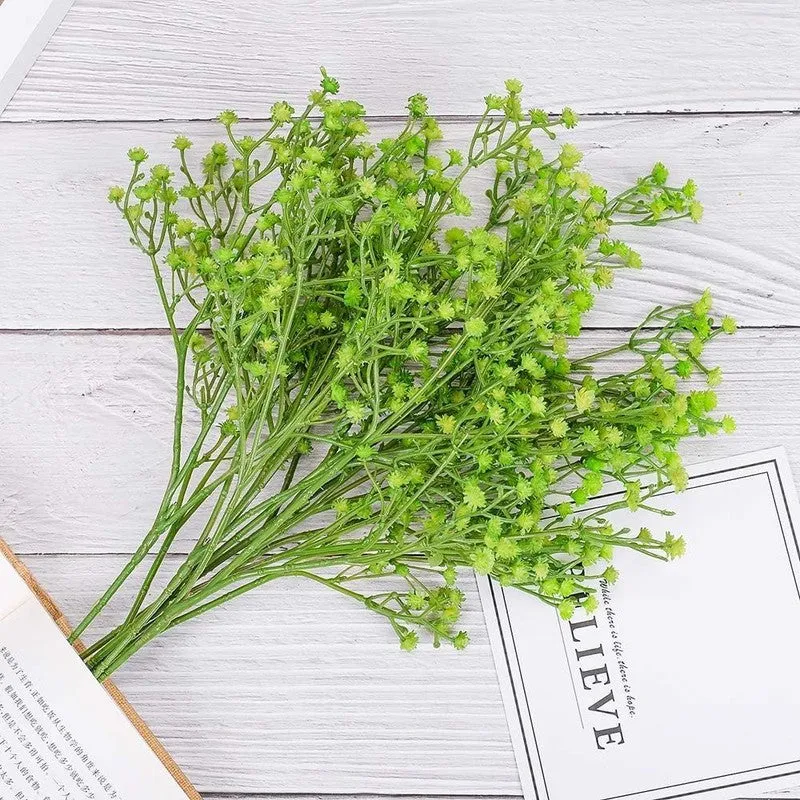 Baby's Breath Plastic Gypsophila Artificial Flower (Green) - Set Of Three media 6