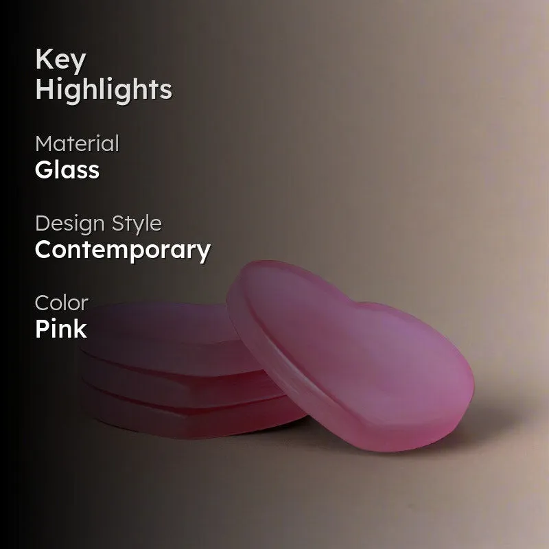 Glossy Hearty Mist Glass Coaster (Pink) - Set Of Four media 2