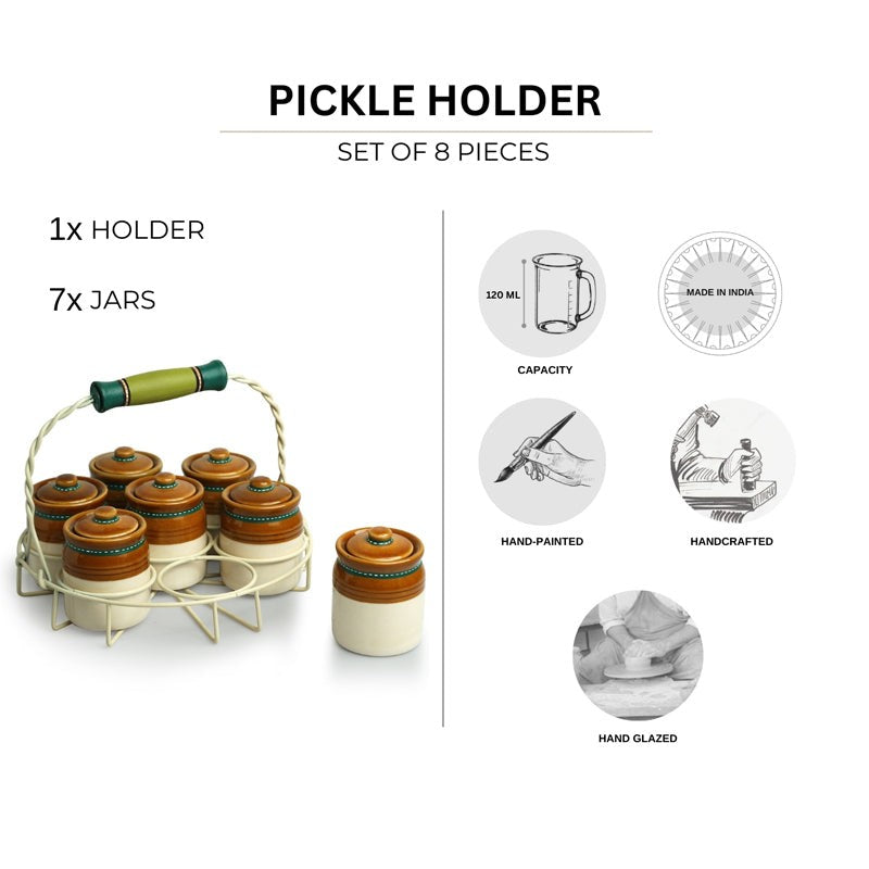 Tangy Charm Ceramic Jar With Caddy (280 ML) - Eight Piece Set media 6
