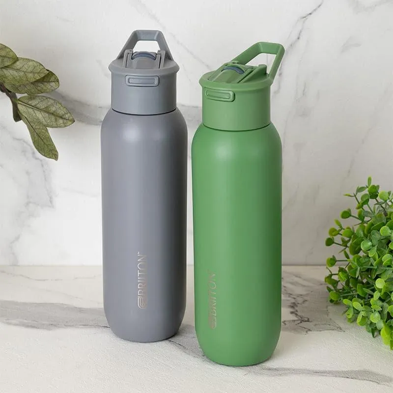 Sleek Sip Hot & Cold Thermos Water Bottle (Grey & Green, 630 mL Each) - Set Of Two media 1
