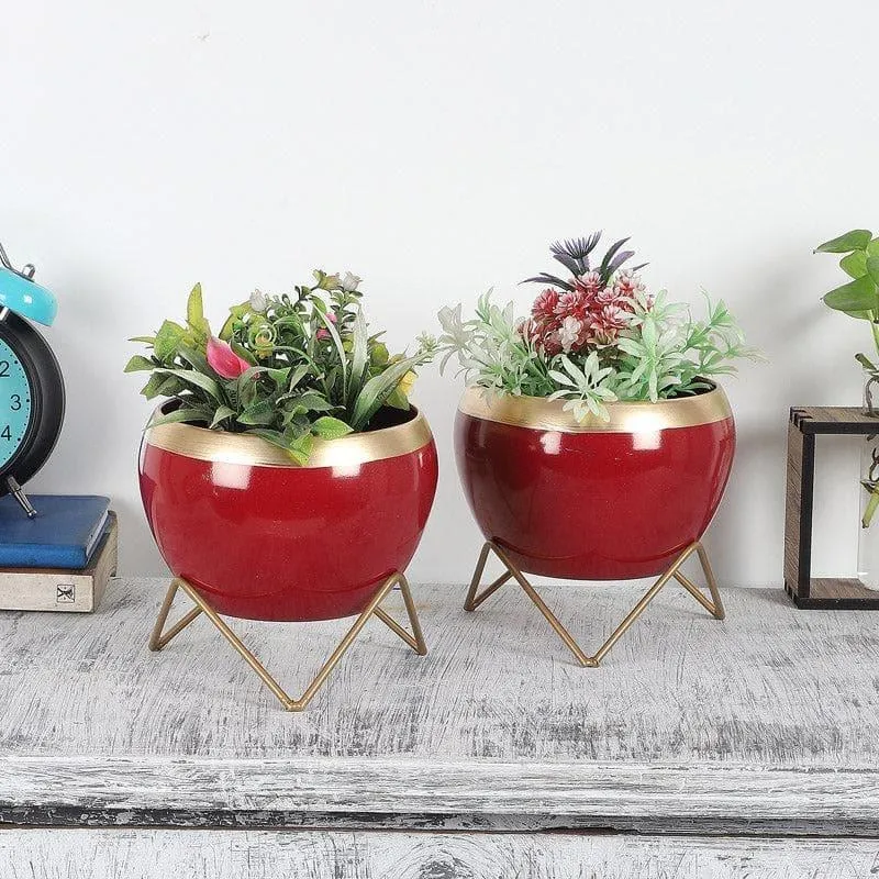 Apple Dun Planter (Red) - Set Of Two - 3
