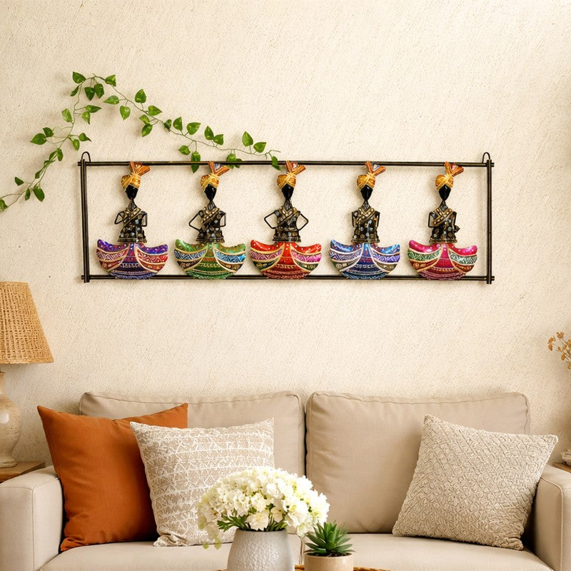 Rajasthani Musician Iron Wall Accents