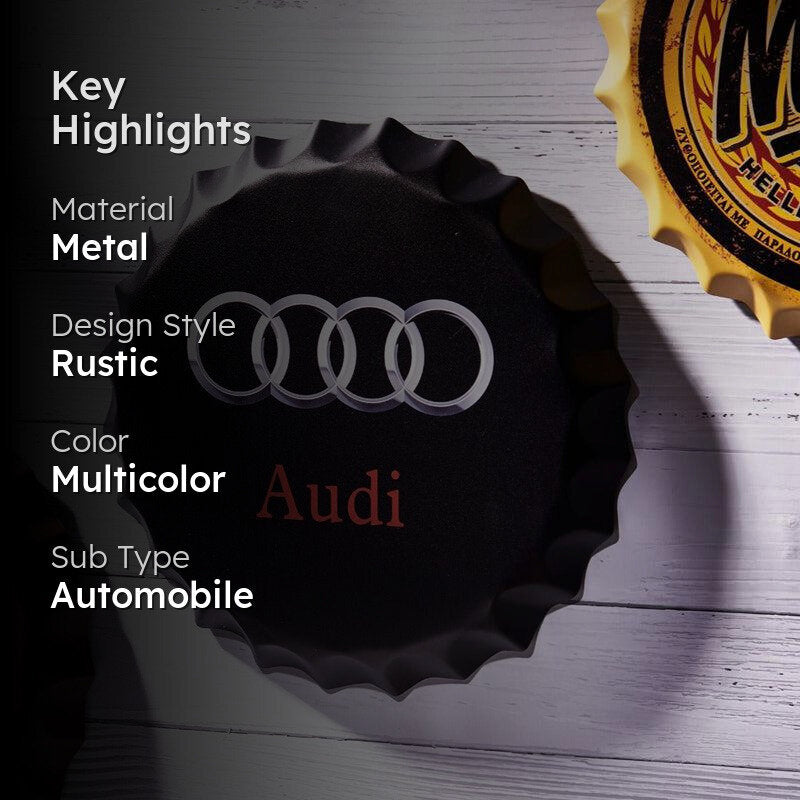 Audi Bottle Cap Metal Wall Accent media 2