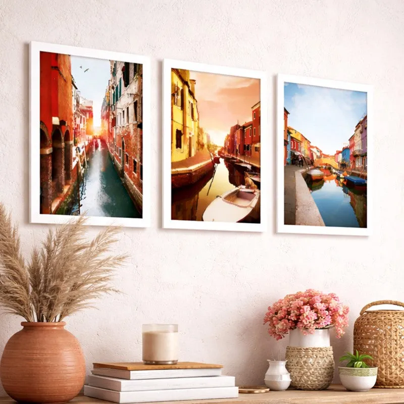 Riverlane Paper Wall Painting With MDF Frame - Set Of Three media 3