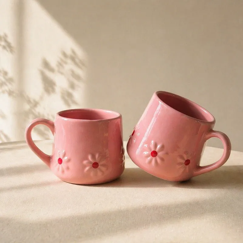 Ceramic Coffee Mug (Pink/250 mL Each) - Set of Two media 4