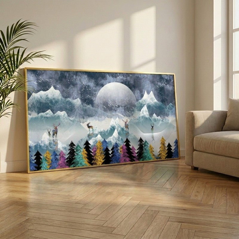 Snowfall Serenity Canvas Wall Painting With Frame