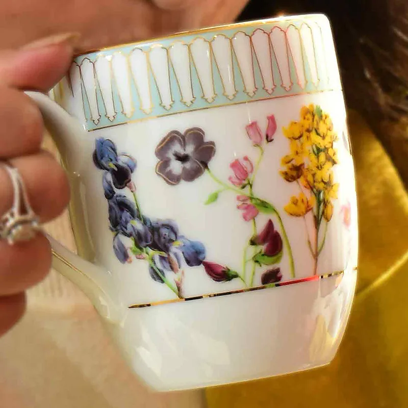 Basant Coupe 24k Gold Brushed Porcelain Coffee Mug (280 mL Each) - Set of Four media 6