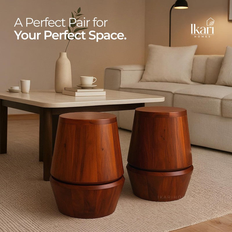 Drum Barrel Acacia Wood Coffee Table media 3