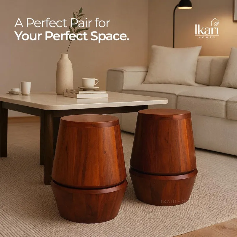 Drum Barrel Acacia Wood Coffee Table media 3