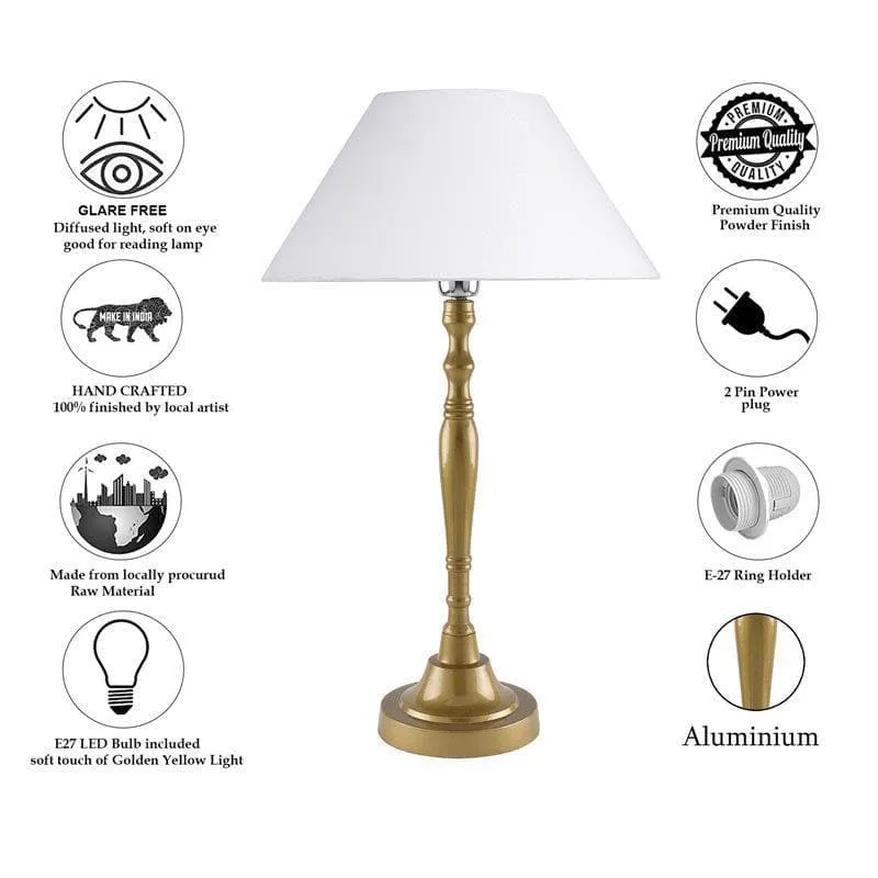 Imperial Gold Fabric Table Lamp With Conical Shade - Gold,White media 6