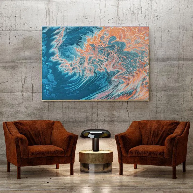 Deep Blue & Orange Canvas Wall Painting - Gallery Wrap media 4