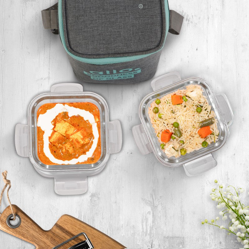 Tifro Leak Proof Glass Lunch Box (320 mL Each) - Set Of Two media 5