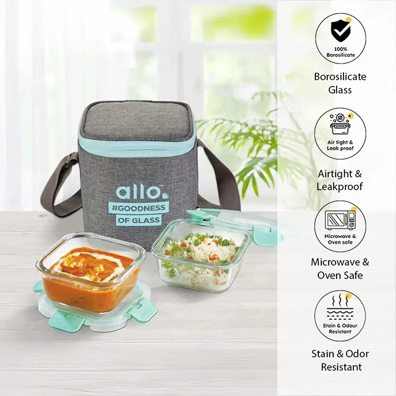 Jonas Lunchbox With Square Grey Bag (310 ML) - Set Of Two media 1