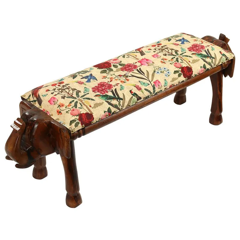 India Circus Acacia Wooden Bird Wooden Bench media 3