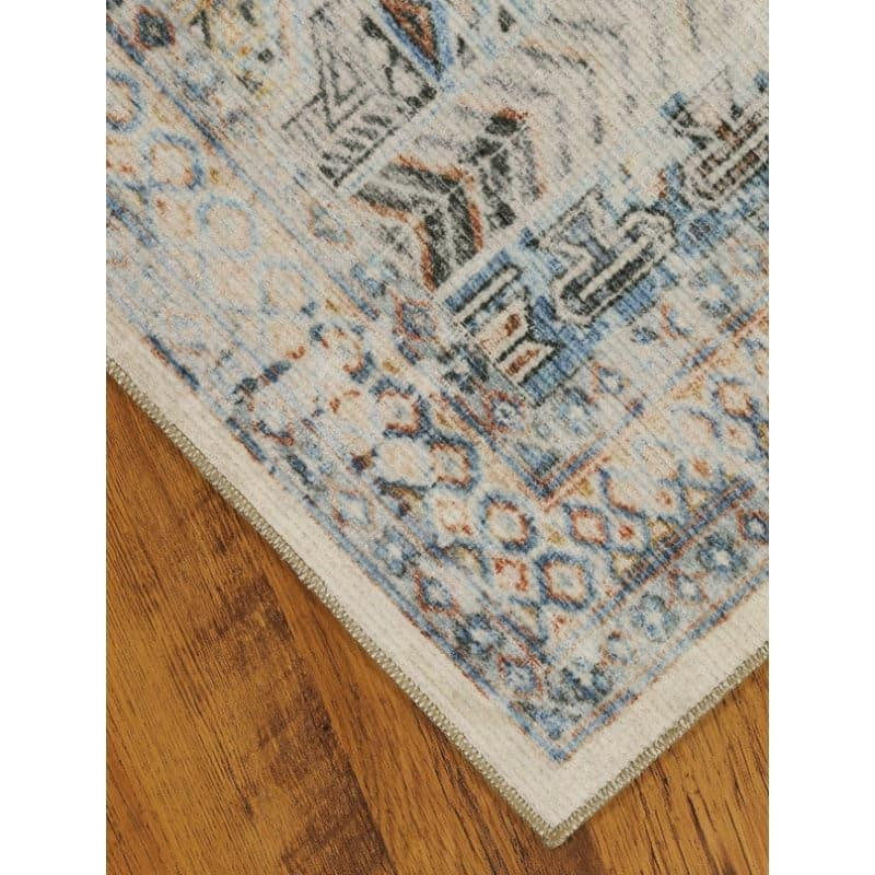 Nilaya Ethnic Anti Slip Polyester Carpet - Blue,Grey media 4