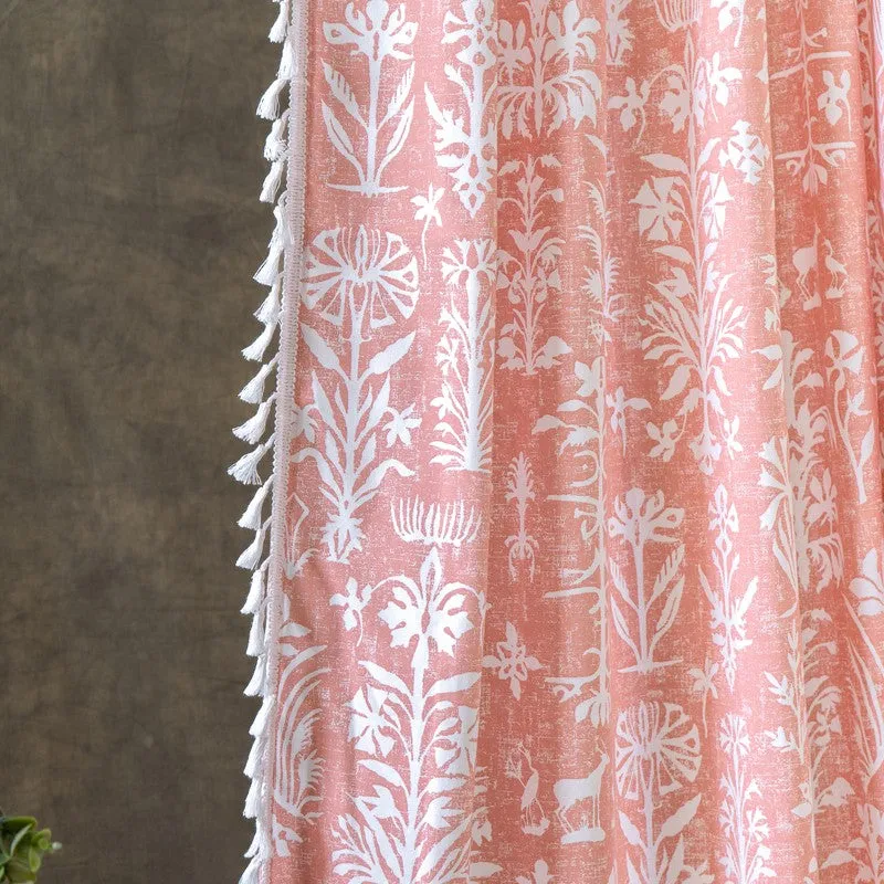 Tranquebar Home Wild Tropics Cotton Curtains(Peach) - Set Of Two media 5