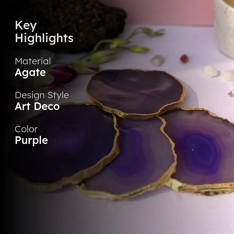Candra Handcrafted Brazilian Agate Coaster (Purple) - Set Of Four media 2