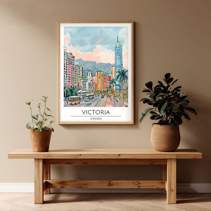 Vintage Victoria Framed Canvas Archival Canvas Wall Painting - Natural Brown Frame