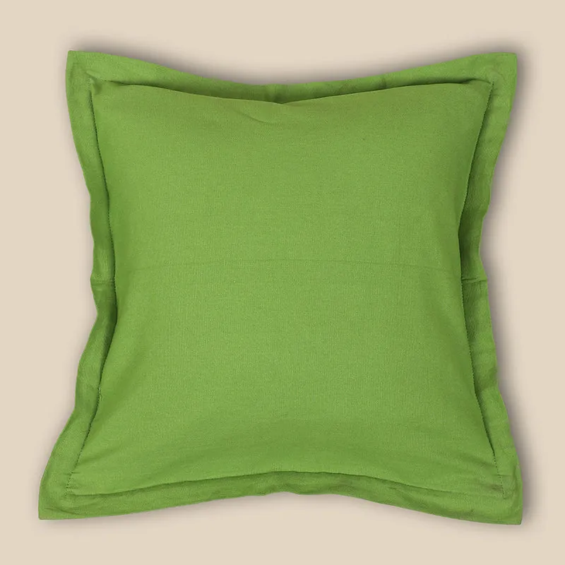 Swayam Tona Cotton Cushion Cover (Green) - Set of Two media 3