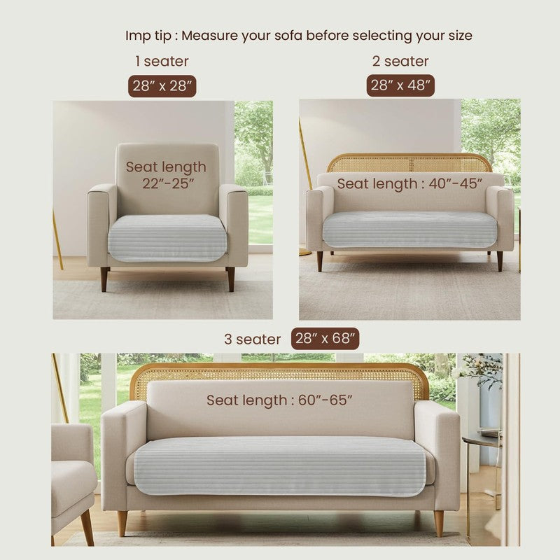 Urban Space Linear Quilted Cotton Sofa Cover - Light Grey media 6