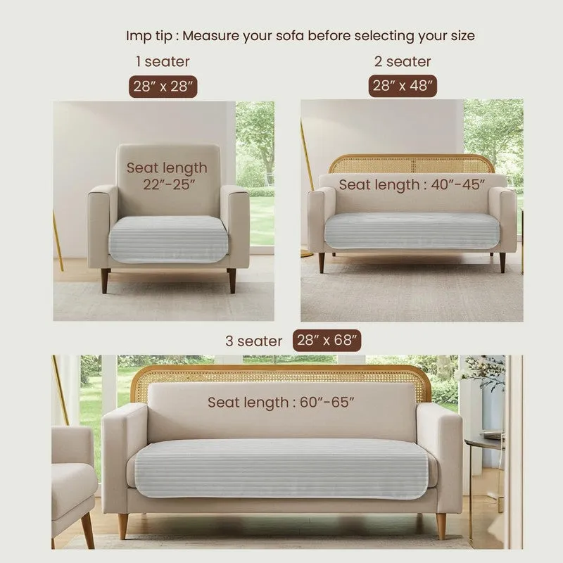 Urban Space Linear Quilted Cotton Sofa Cover - Light Grey media 6