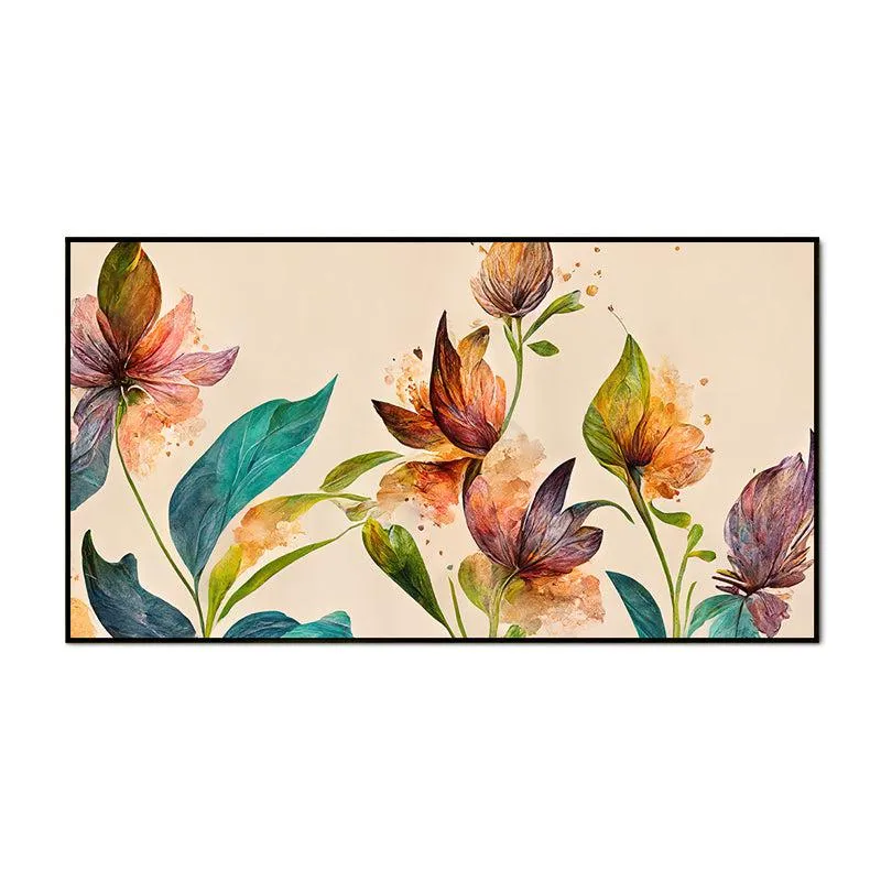 Touch Of Blue Autumn Floral Canvas Wall Painting With Frame - Black media 4
