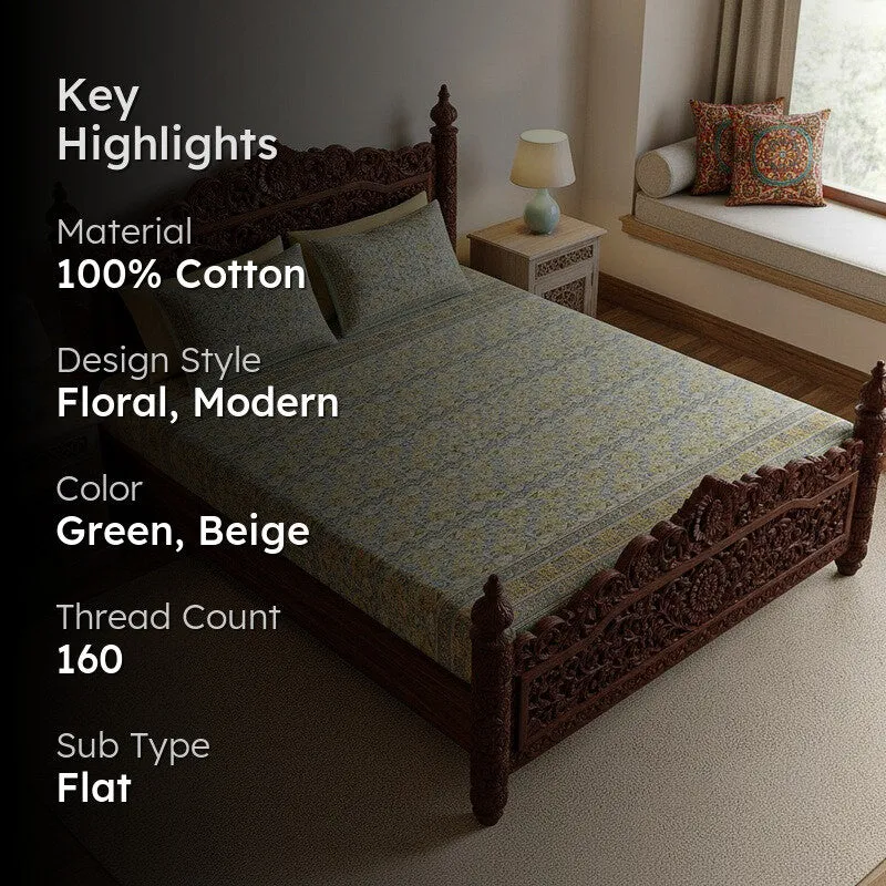Aayushi Cotton Bedsheet (Yellow, Grey) - 180 TC media 2