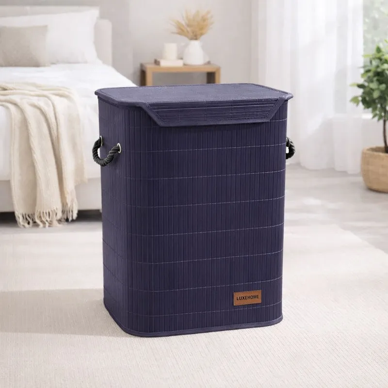 Strap Bamboo Laundry Basket - Navy Blue media 5