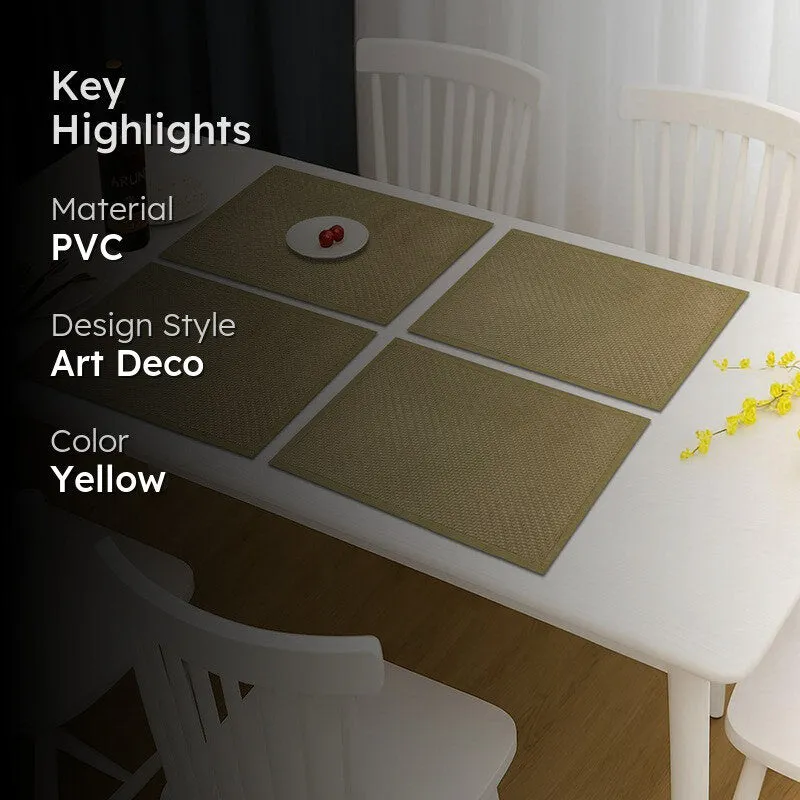 Rustayne Yellow Rectangle PVC Table Mats - Set Of Four media 2