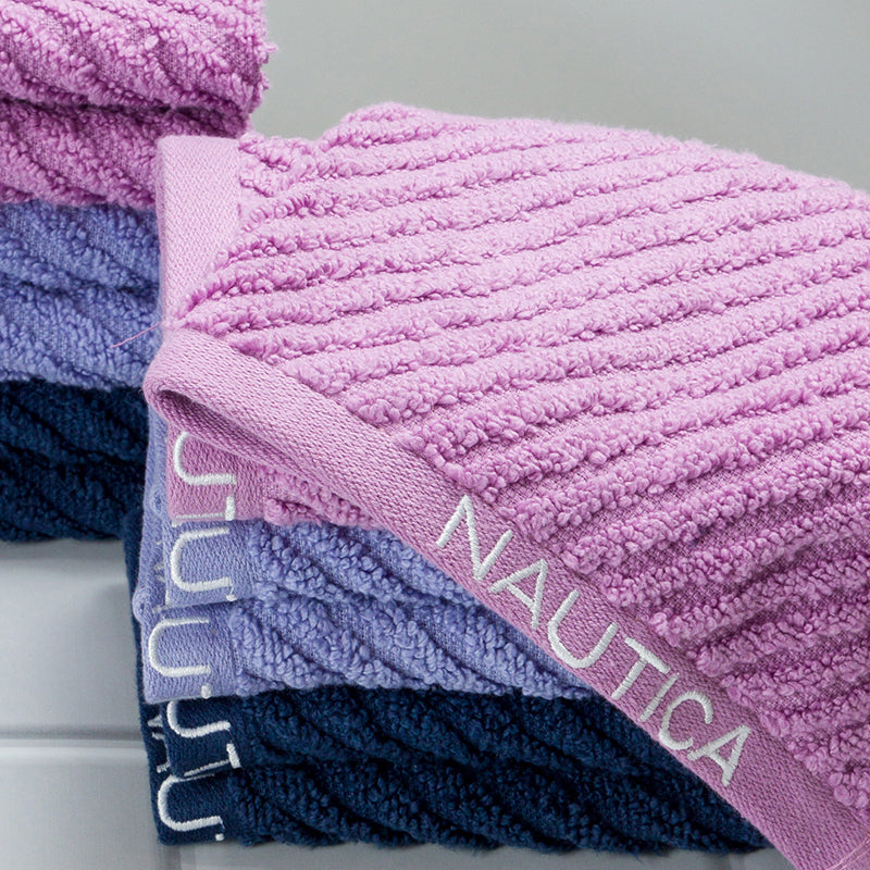 Nautica Riviera Soft Cotton Face Towel (Lilac, Light Blue & Navy Blue) - Set Of Twelve media 3