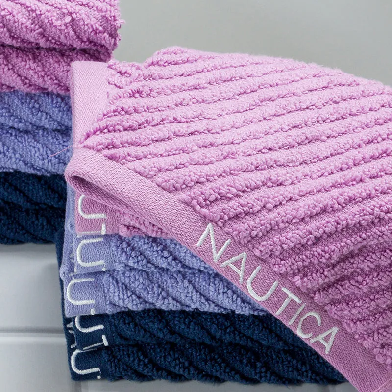 Nautica Riviera Soft Cotton Face Towel (Lilac, Light Blue & Navy Blue) - Set Of Twelve media 3