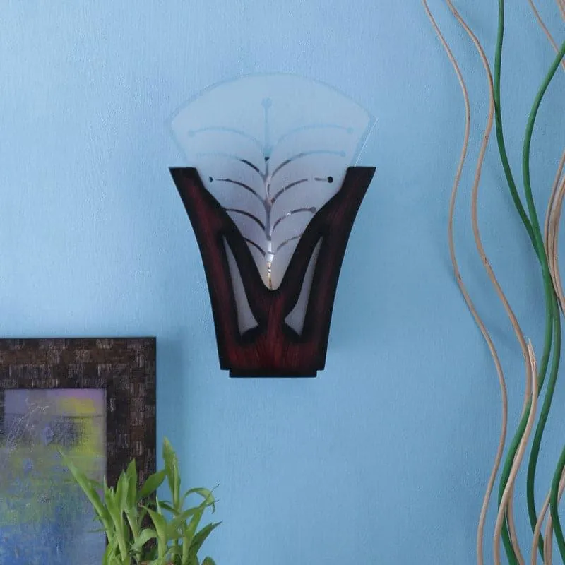 Blora Glass & Wooden Wall Lamp media 3