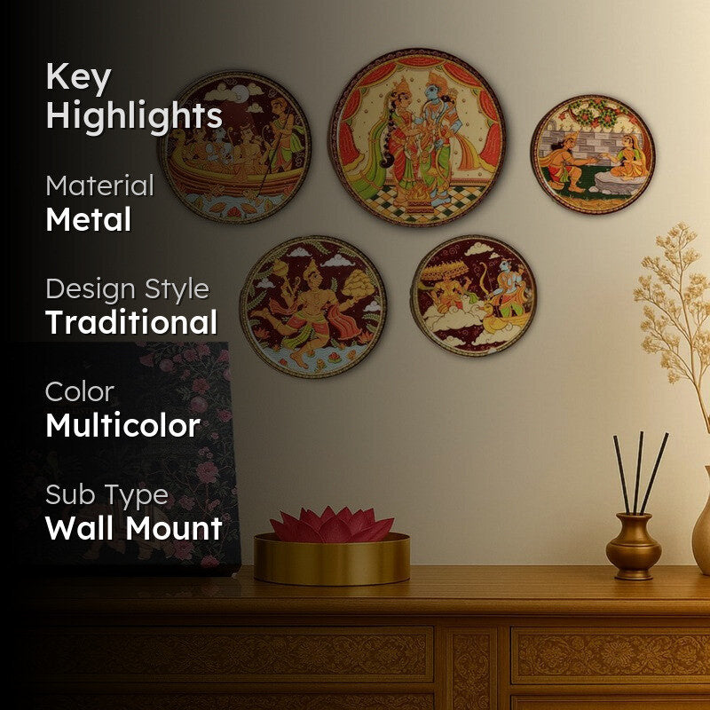 Pattachitra Ramayana Wall Plate - Set Of Five media 2